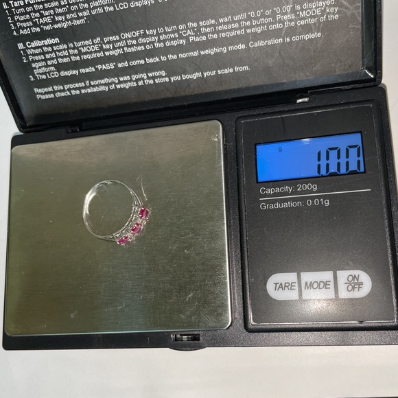 Solid 10K (not 14K ) White Gold Natural Oval Cut Ruby Trio Diamond Band Ring - Picture 15 of 16